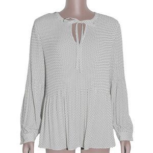Women’s Pleated Polka Dot Long Sleeve Blouse Office‎ Top Size Medium